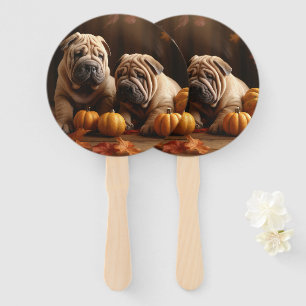 Éventail Shar Pei chiot Autumn Delight Citrouille