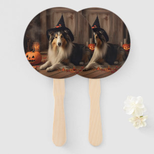 Éventail Shetland Sheepdog Citrouille Halloween effrayant