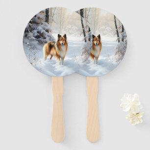 Éventail Shetland Sheepdog Qu'il neige Noël
