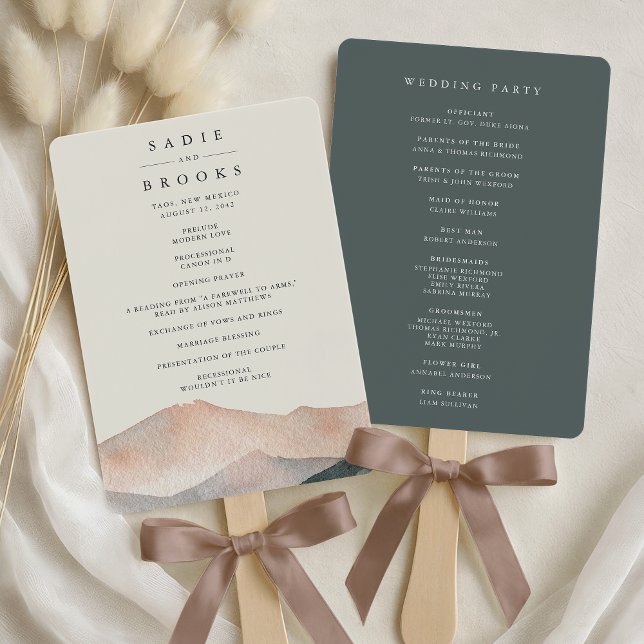 Éventail Sierra Dusk | Programme de mariage Montagne Désert (Créateur téléchargé)