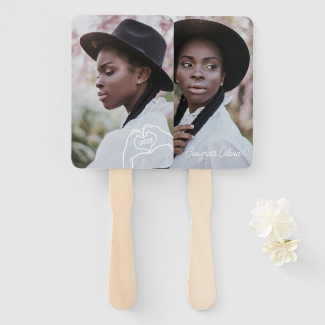 Éventail Signe de graduation Jeu de ventilateurs photo pers (Devant et derrière)