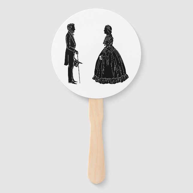 Éventail silhouette d'abraham lincoln et de mary todd linco (Devant)