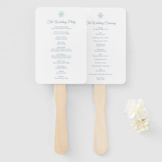 Éventail Silver Blue Snowflakes Programme de mariage d'hive