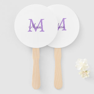 Éventail simple ajout de nom minimal monogramme rose rouge