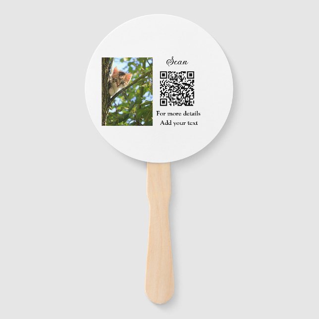 Éventail Simple animal name details QR code add text photo (Devant)