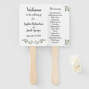 Éventail Simple aquarelle Verdure et Script   MARIAGE