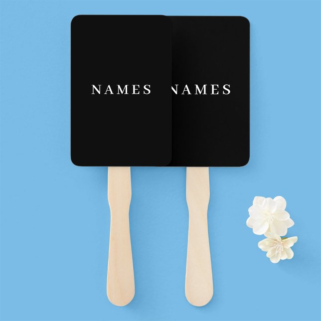 Éventail Simple Black Custom Ajouter Votre Nom Élégant (Créateur téléchargé)