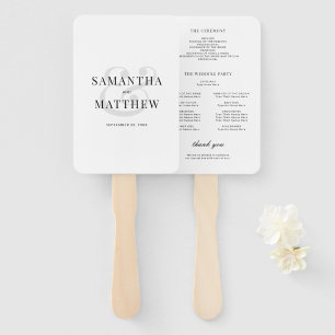 Éventail Simple Black & White Minimalist Wedding Program