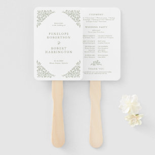 Éventail Simple Delicate Sage Floral Green Wedding Programm