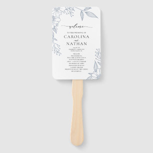 Éventail Simple élégant Floral Dusty Blue Wedding Programme