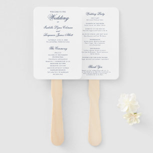 Éventail Simple Formal Elegant Marine Blue Wedding Programm
