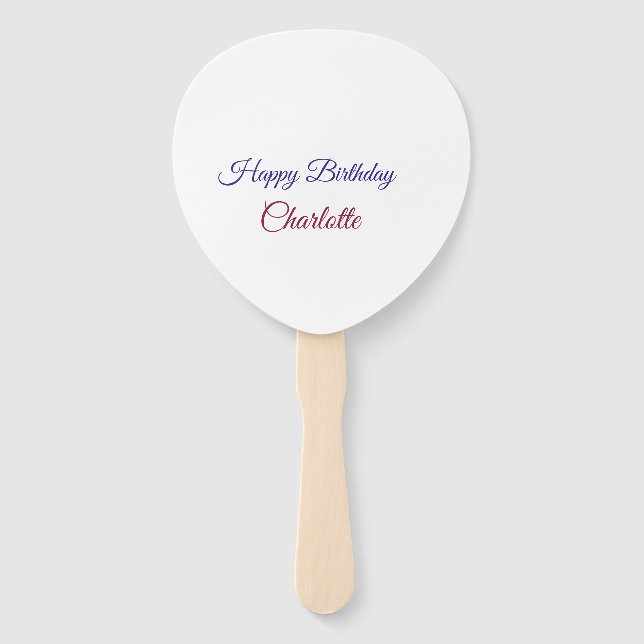 Éventail SIMPLE MINIMAL.CUTIE AJOUTEZ NOM BÉBÉ joyeux anniv (Devant)