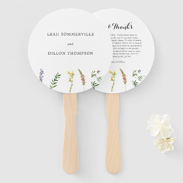 Éventail Simple Rustique Bohème Floral Mariage aux Fleurs S (Devant et derrière)