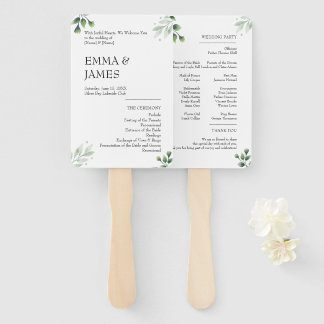 Éventail Simply Greenery Wedding Program Invitation
