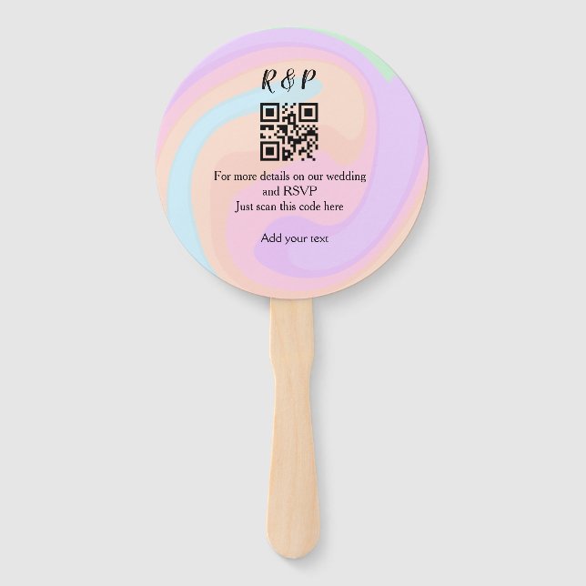 Éventail site web de mariage rsvp q r code ajouter nom text (Devant)