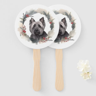 Éventail Skye Terrier Fête de Noël Wreath Pup