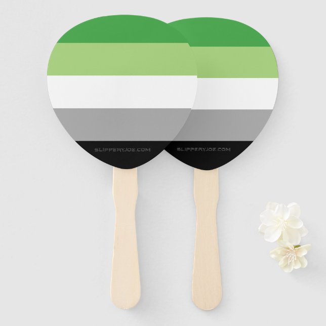 Éventail SlipperyJoe's Aromantic Pride Drapeau gay cadeaux  (Devant et derrière)