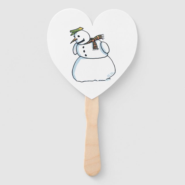 Éventail Snowman heart hand fans (Devant)