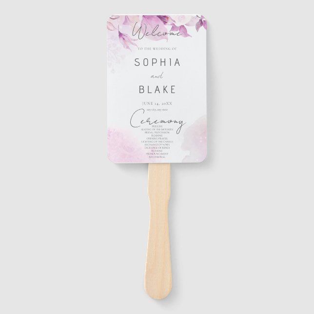 Éventail Soft rose moderne Boho Floral Wedding Programme (Devant)