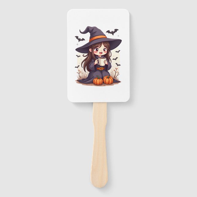 Éventail Sorcière au Pumpkin Spice � Chemise de café mignon (Devant)