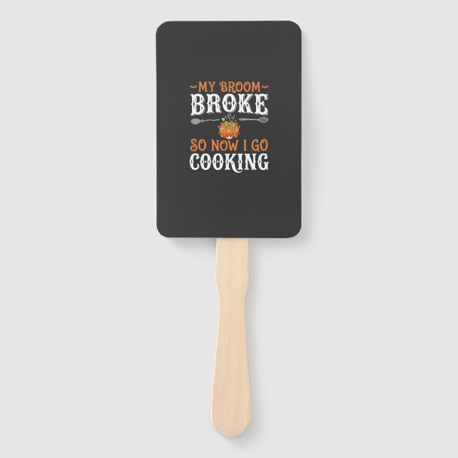 Éventail Sorcière d'Halloween Cuisine Balai Cassé Conceptio (Devant)