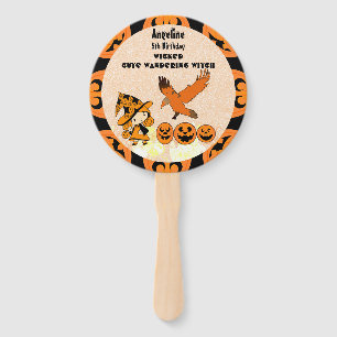 Éventail Sorcière errante Corbeau Halloween Citrouille Anni