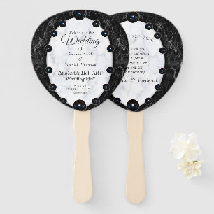 Éventail Sphères de marbre blanc et noir opulentes