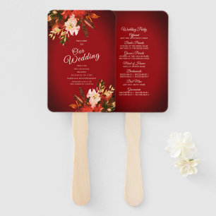 Éventail Splendor d'automne Floral Burlington Mariage rouge