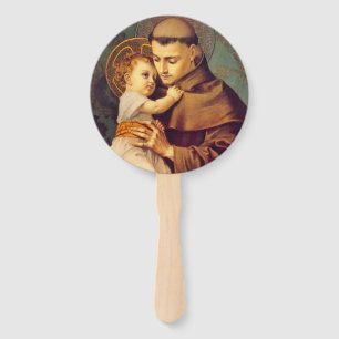 Éventail St Anthony de Padoue avec le bébé Jésus