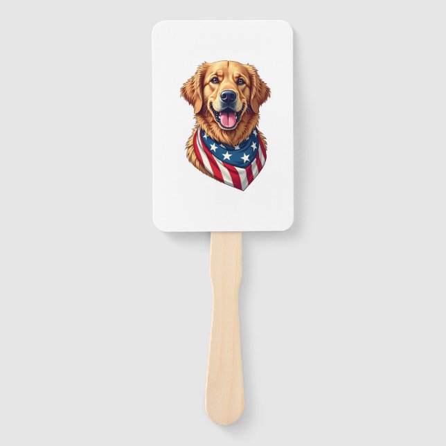 Éventail Star Spangled Golden Retriever Vintage Tee 4 (Devant)