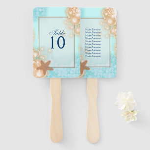 Éventail Starfish bulles hawaii table bleue orange