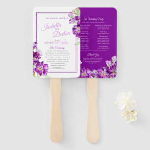 Éventail Stock fleurs violet aquarelle programme de mariage