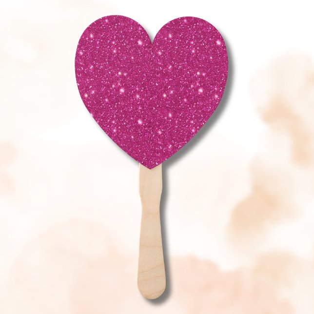Éventail Style Classique de la Saint-Valentin Rose Pailleté (Créateur téléchargé)