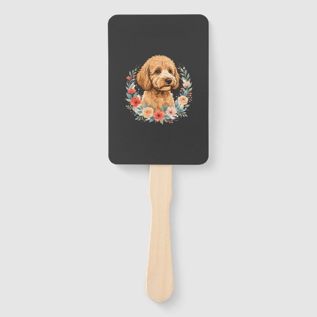 Éventail Sublimation ronde de chien floral (Devant)