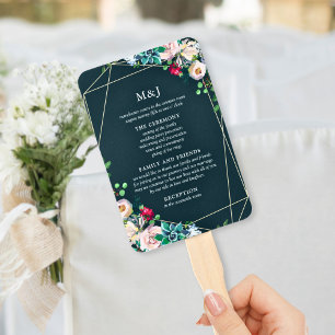 Éventail Succulents & Gold Chic Wedding Programme