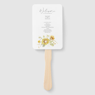 Éventail Sunflower Jaune Programme de mariage rustique