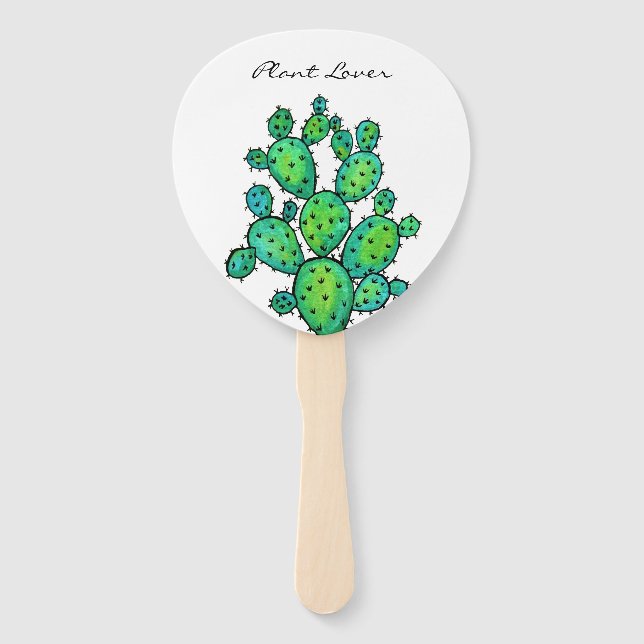 Éventail Superbe aquarelle prickly Cactus (Devant)