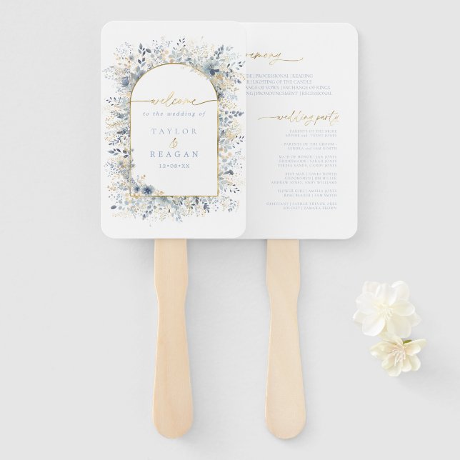 Éventail Sweet Floral Wedding Program ID1045 (Devant et derrière)