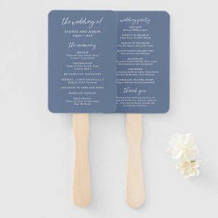 Éventail Sydney Dusty Blue Modern Wedding Programme