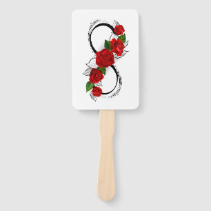 Éventail Symbole d'infini avec les roses rouges