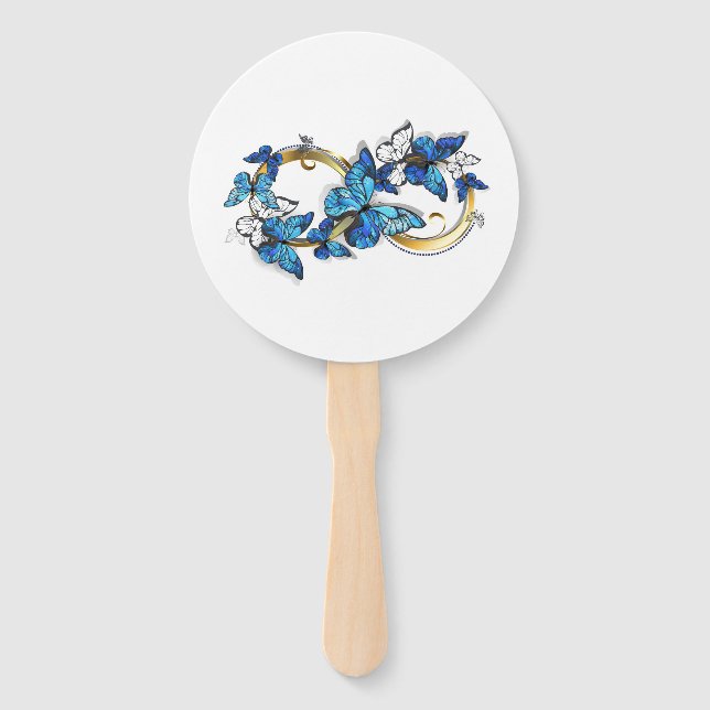 Éventail Symbole infini de papillons Morpho bleus (Devant)