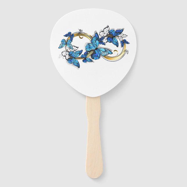 Éventail Symbole infini de papillons Morpho bleus (Devant)