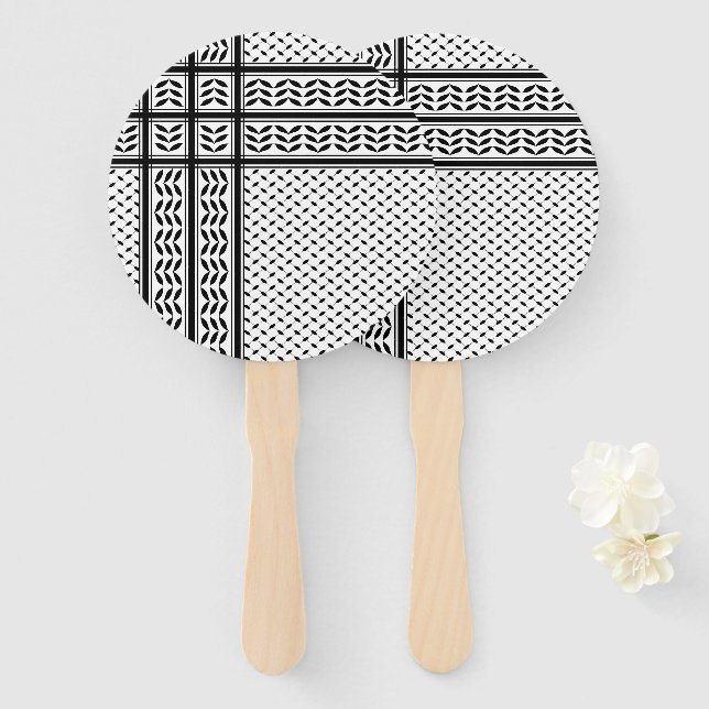 Éventail Symbole Keffiyeh de la Palestine Motif de résistan (Devant et derrière)