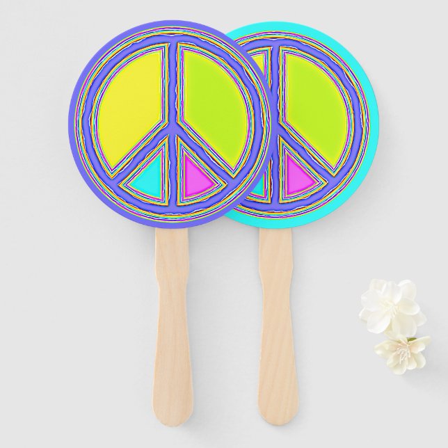 Éventail Symbole PAIX avec des couleurs remplies (Devant et derrière)