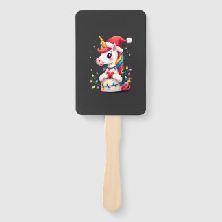 Éventail T-Shirt de Noël avec licorne et chapeau de Père No