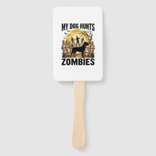 Éventail T-shirt Halloween Vintage Chien de Chasse aux Zomb