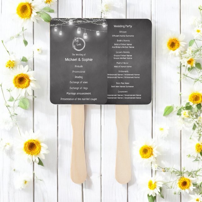 Éventail Tableau noir blanc Mariage (Créateur téléchargé)
