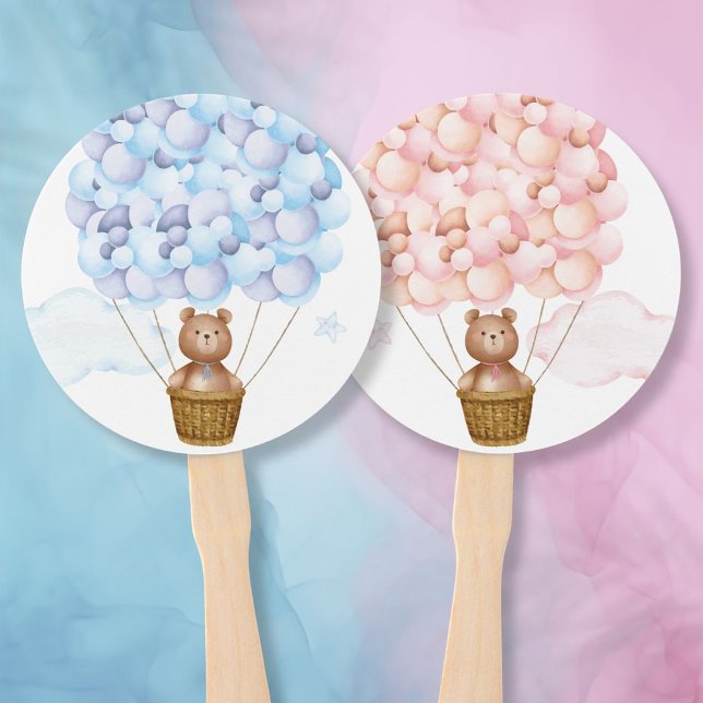 Éventail Teddy Bear Genre Reveal Party Vote Jeu (Teddy Bear Gender Reveal Party Voting Game Hand Fan)