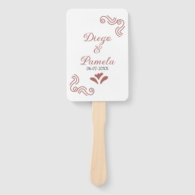 Éventail Terracotta noir rustique espagnol mariage couple f (Devant)