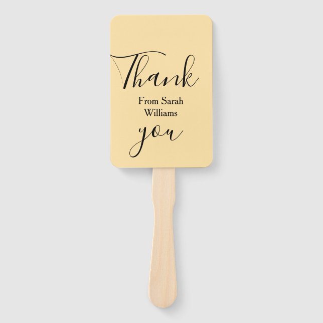 Éventail Thank you from add name yellow Pastel boho wedding (Devant)